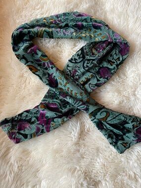 Teal & Purple burnout velvet scarf
